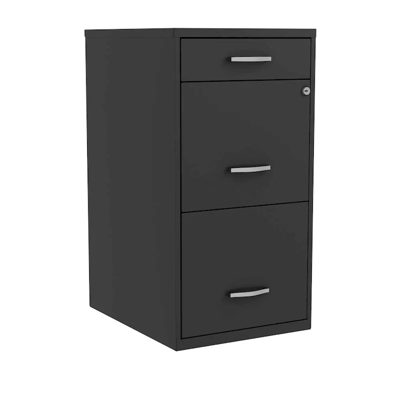 Black 3-Drawer Metal File Cabinet for 1 Person