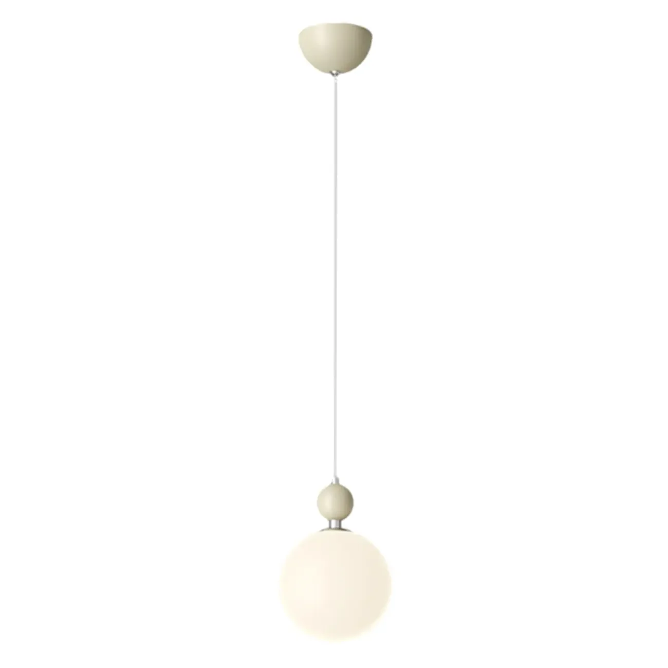 Elegant Milky Glass Globe LED Pendant Light with Bead Detail