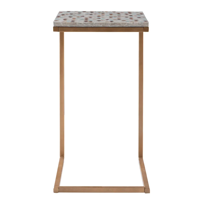 Capiz Shell Accent Table - Gold/Natural, C-Shaped Design, Single User