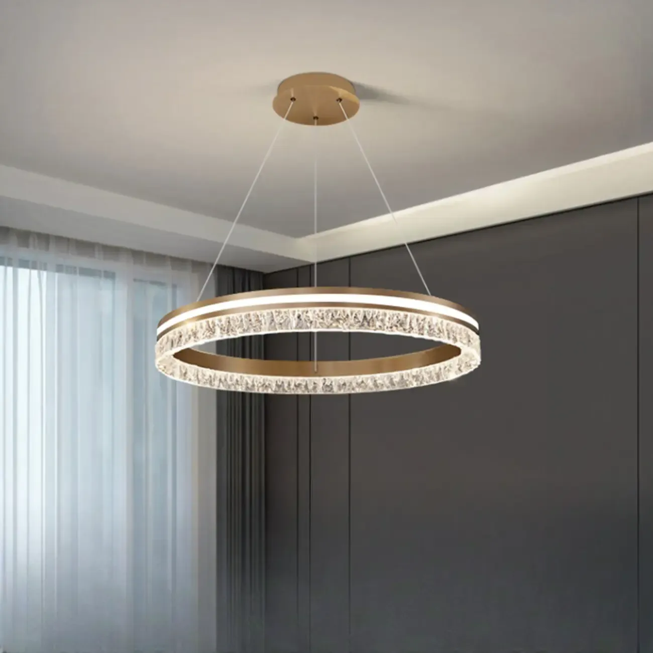 Modern LED Gold Circular Metal Chandelier