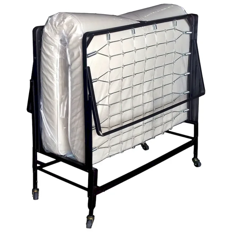 Contemporary Black 48-Inch Steel Rollaway Bed with Mattress