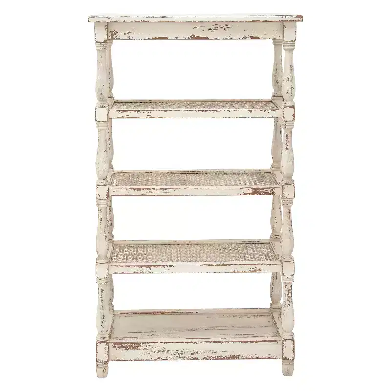 55" Metal and Wood 5 Tiered Wall Shelf White - Olivia & May: Indoor Rustic Farmhouse Display, 30 lbs Shelf Capacity