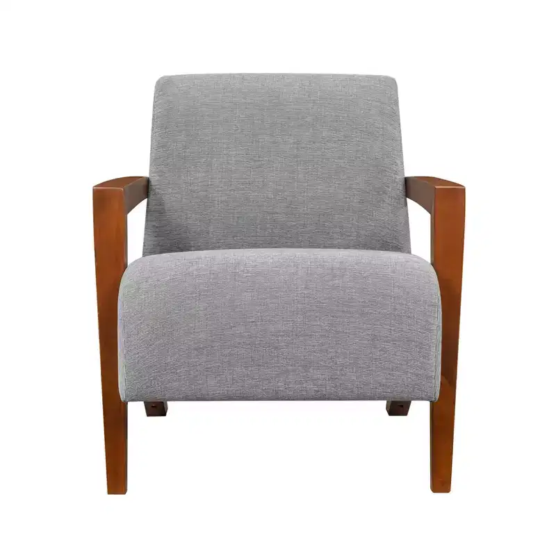 GDFStudio Nolan Mid-Century Modern Wood Chenille Upholstered Accent Chair