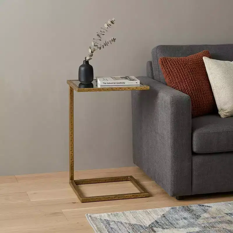 HomeRoots 27 Brass And Silver Mirrored Square Mirrored End Table