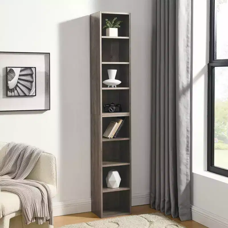 MAYEERTY 8-Tier Media Tower, CD DVD Storage Adjustable Shelves, Home Office, Multi-Use