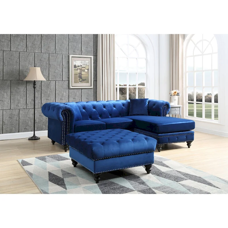 Nola Velvet Sofa with Chaise