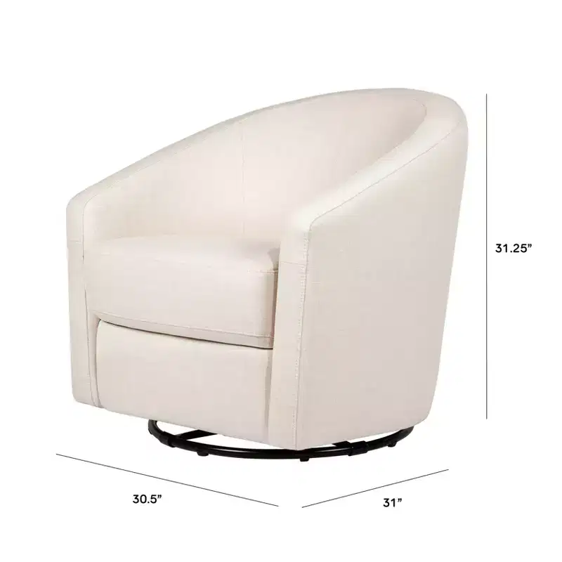 Swivel Glider Chair with 360° Rotation, Upholstered Seat, 30.5