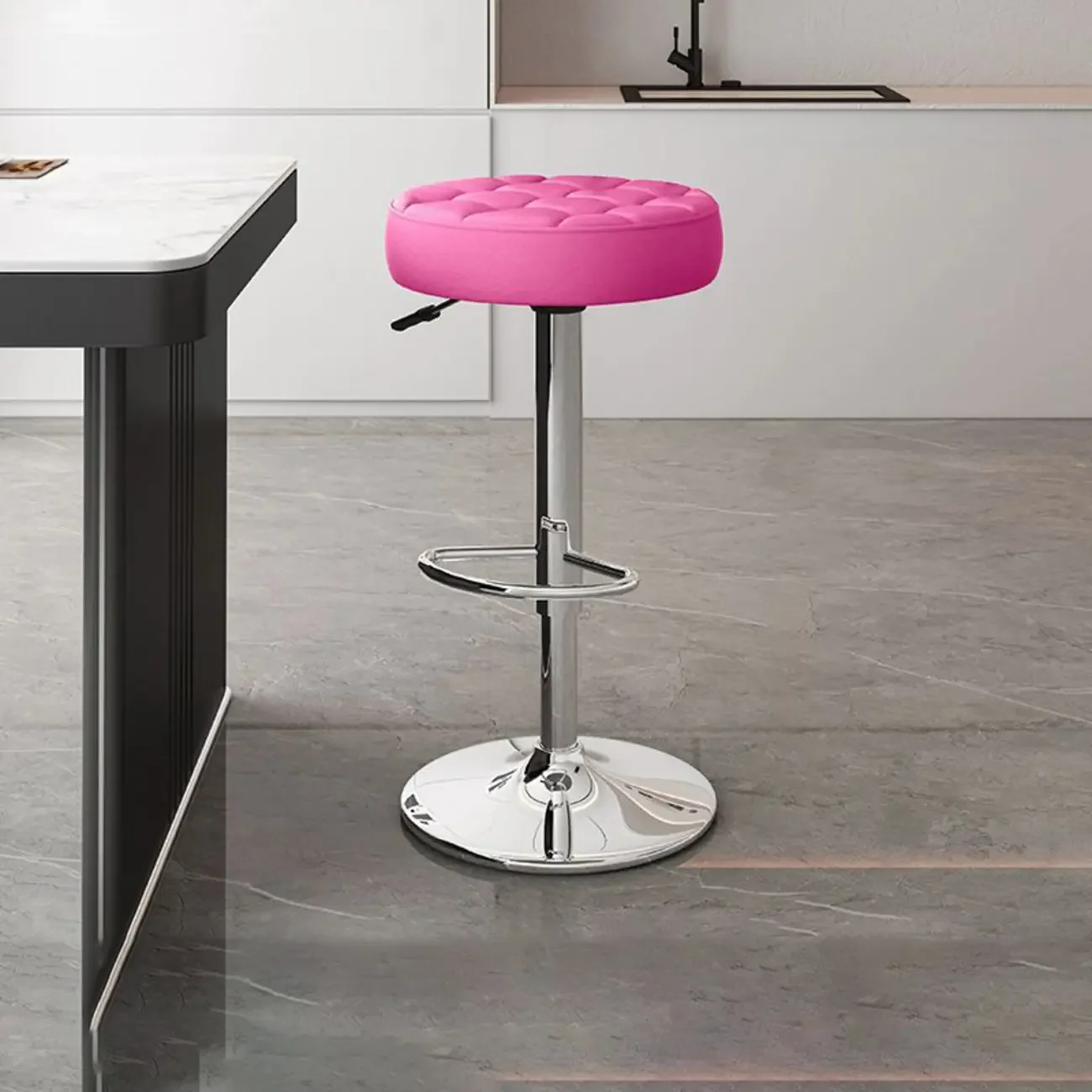 Leather Upholstered Adjustable Swivel Bar Stools