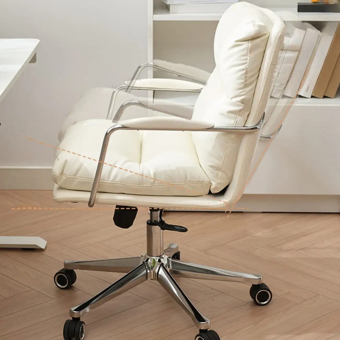 Modern Leather Mid-Back Ergonomic Swivel Office Chair