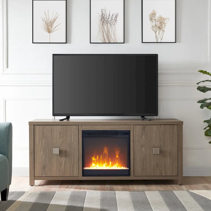 Juniper 58 TV Stand with Crystal Fireplace Insert
