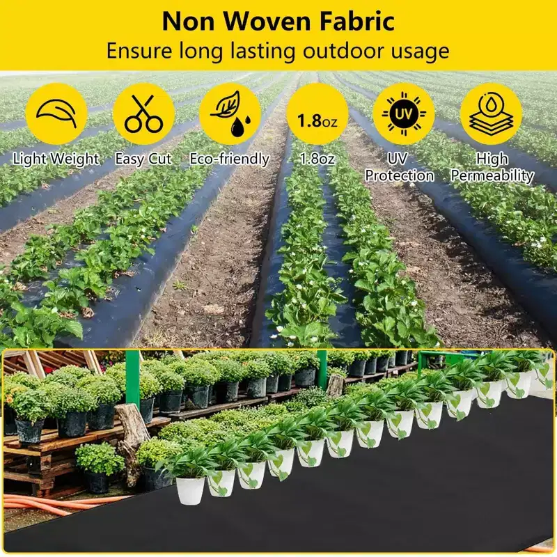 4ft x 100ft Landscape Fabric Weed Barrier, 1.8oz Premium Non-Woven Ground Cover Mat for Easy Setup, Superior Weed & Erosion Control
