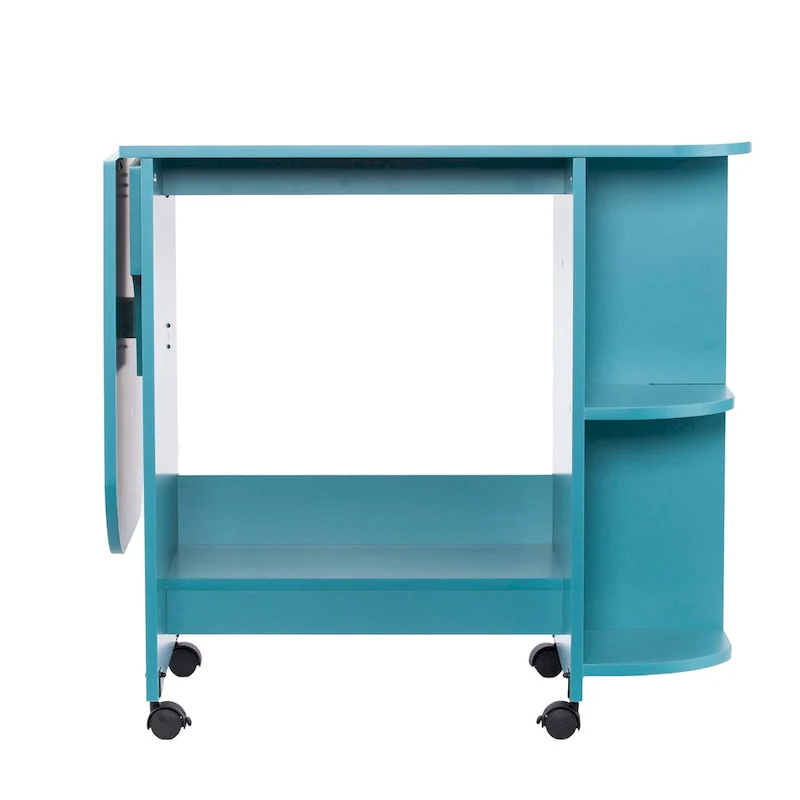 SEI Furniture Eastwick Expandable Rolling Sewing Table/Craft Station - Turquoise