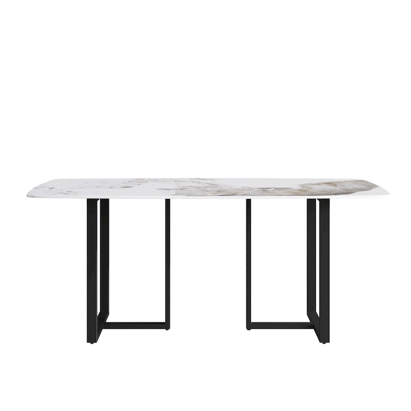 71  Modern Artificial Marble Dining Table with Carbon Steel Base