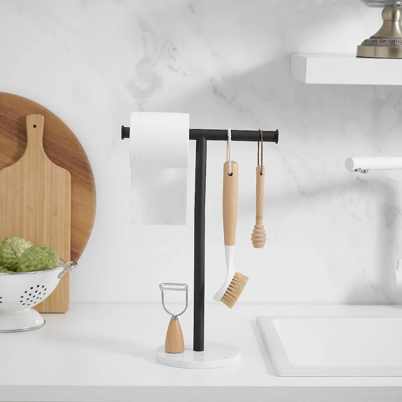 T-Shape Towel Rack With Natural Marble Base
