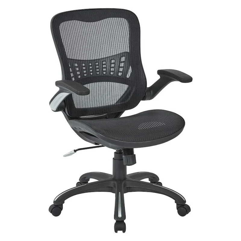 Grey / Black Mesh Seat & Back Manager Office Chair with Lumbar Support & Pneumatic Height Adjustment – Single