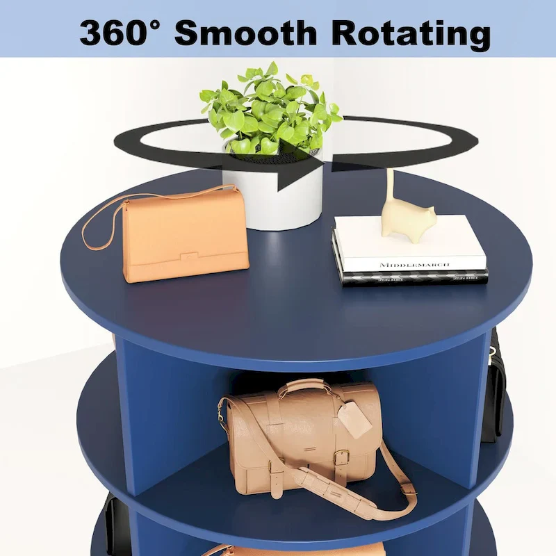 360° Rotating Shoe Cabinet – 7 Tiers, Navy Blue