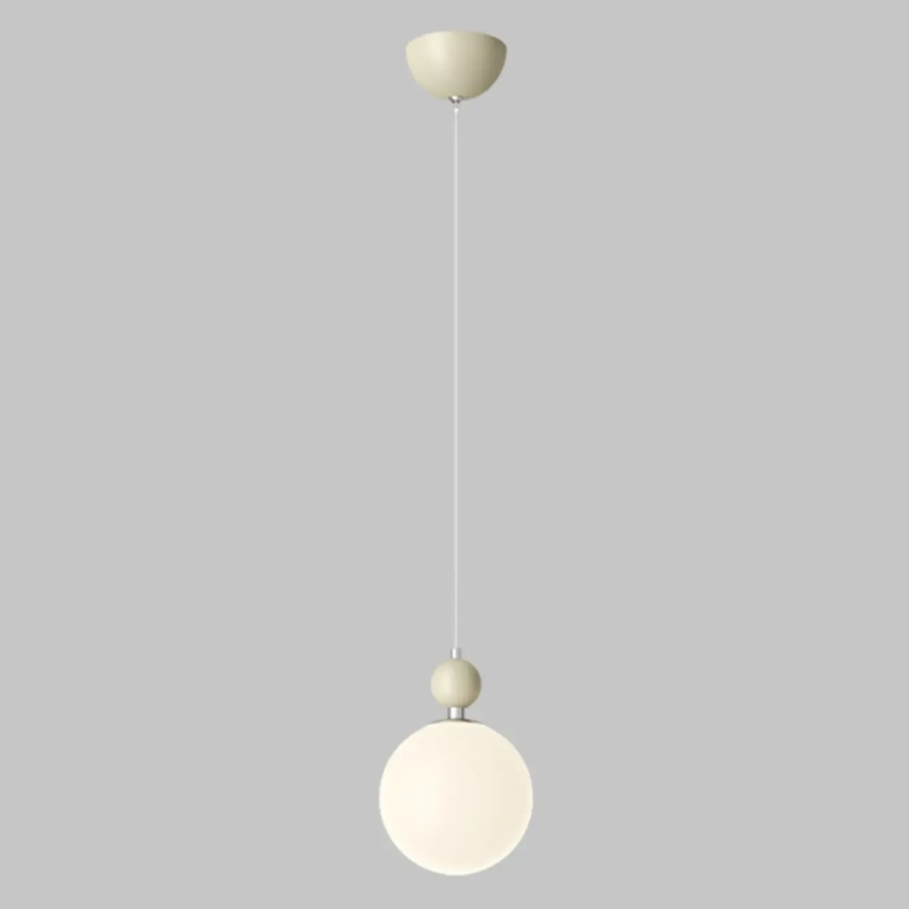 Elegant Milky Glass Globe LED Pendant Light with Bead Detail