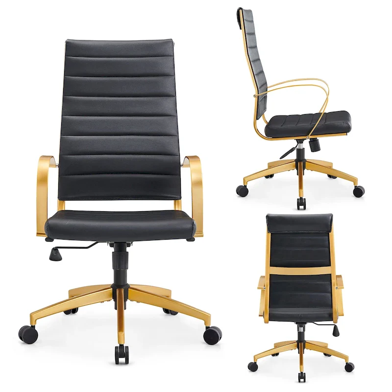 CAROCC Ribbed Computer Office Chair Adjustable Swivel High Back Desk Chair