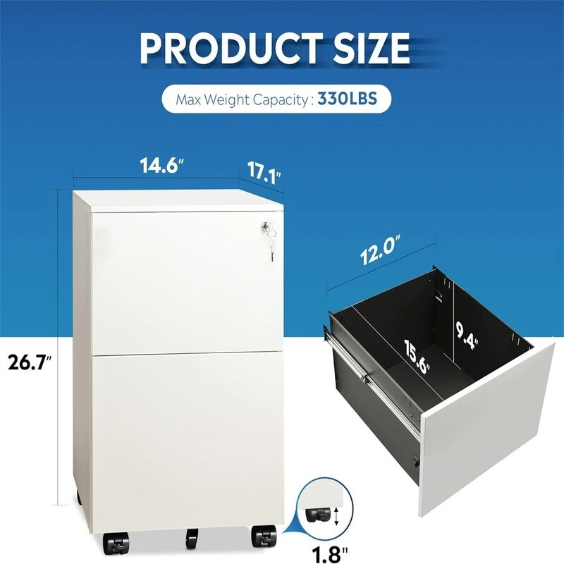 2-Drawer Mobile File Cabinet
