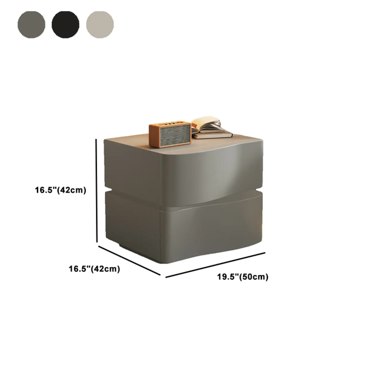 Stylish Black Wooden Wave 3 Drawers Nightstand