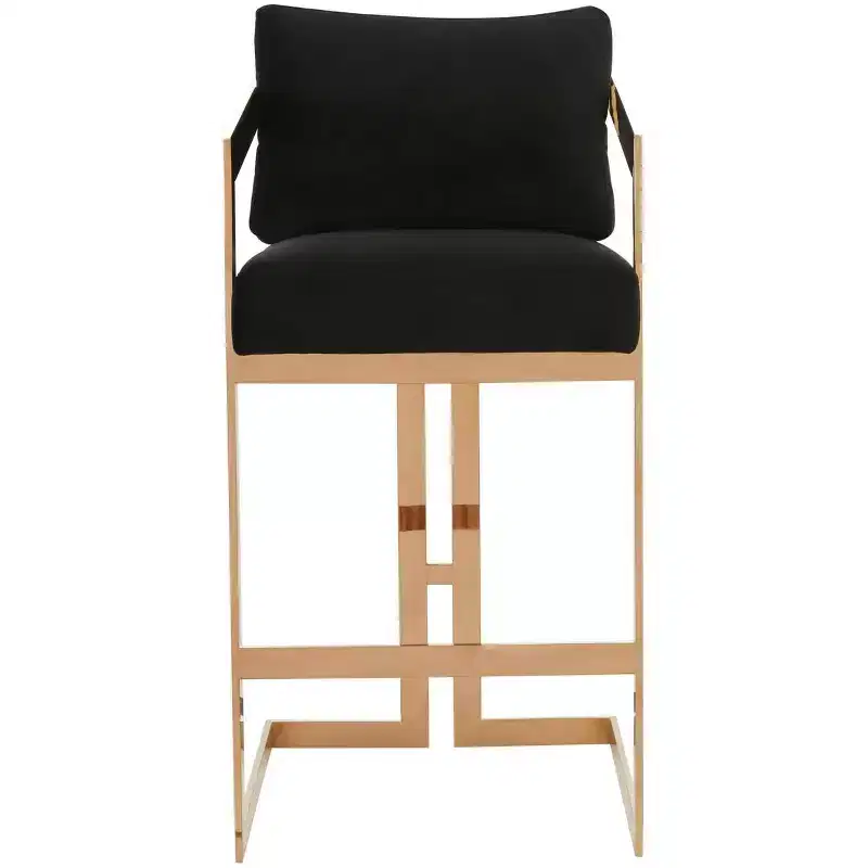 Taraji Velvet Barstool - KNT7027 - Giotto Black - Safavieh Couture