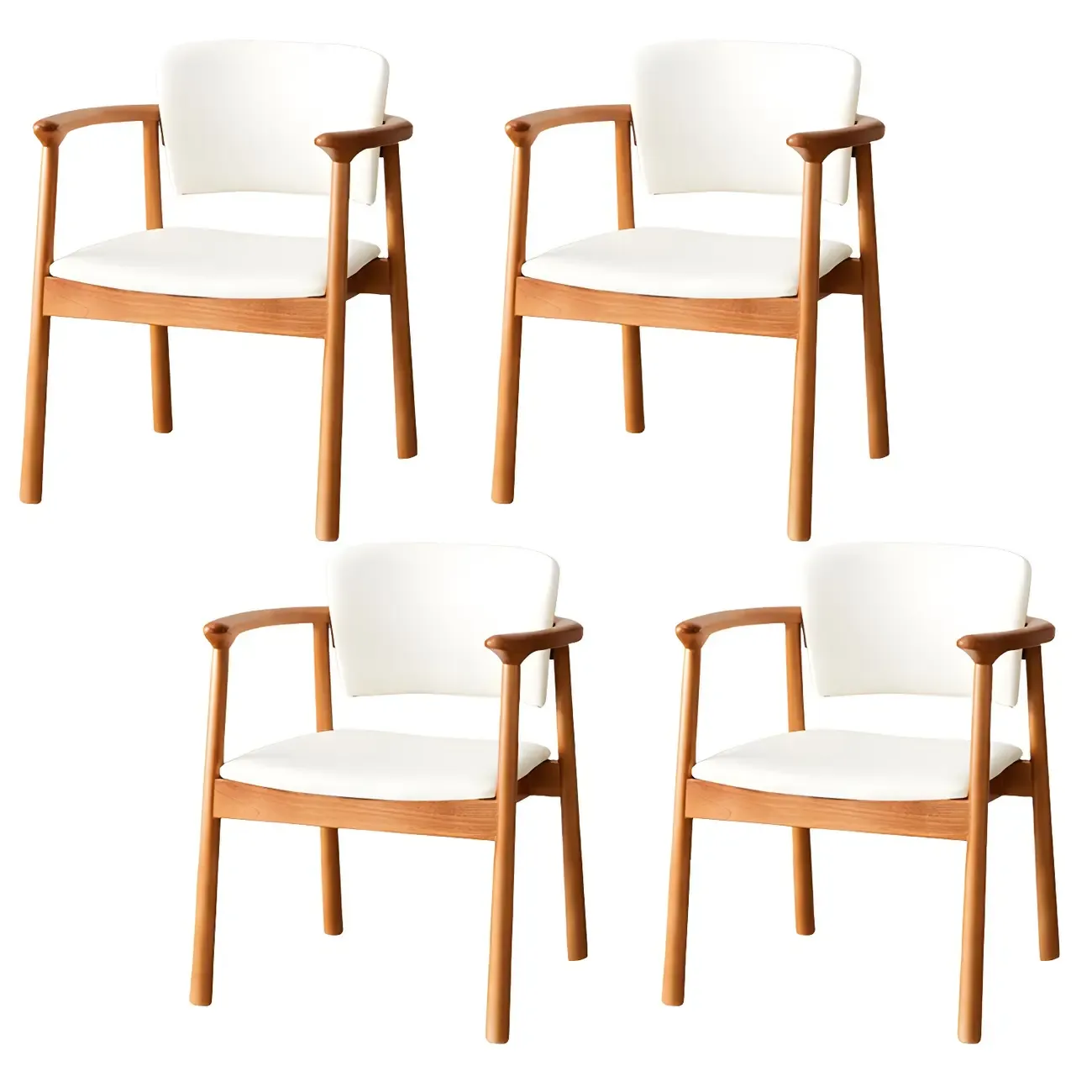 Modern Upholstered Rubberwood Arm Dining Chair Set of 2