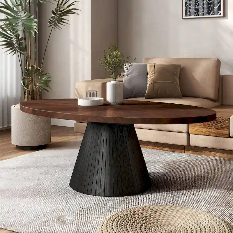 Dravo Modern Oval Coffee Table - Brown & Black Two-Tone Finish