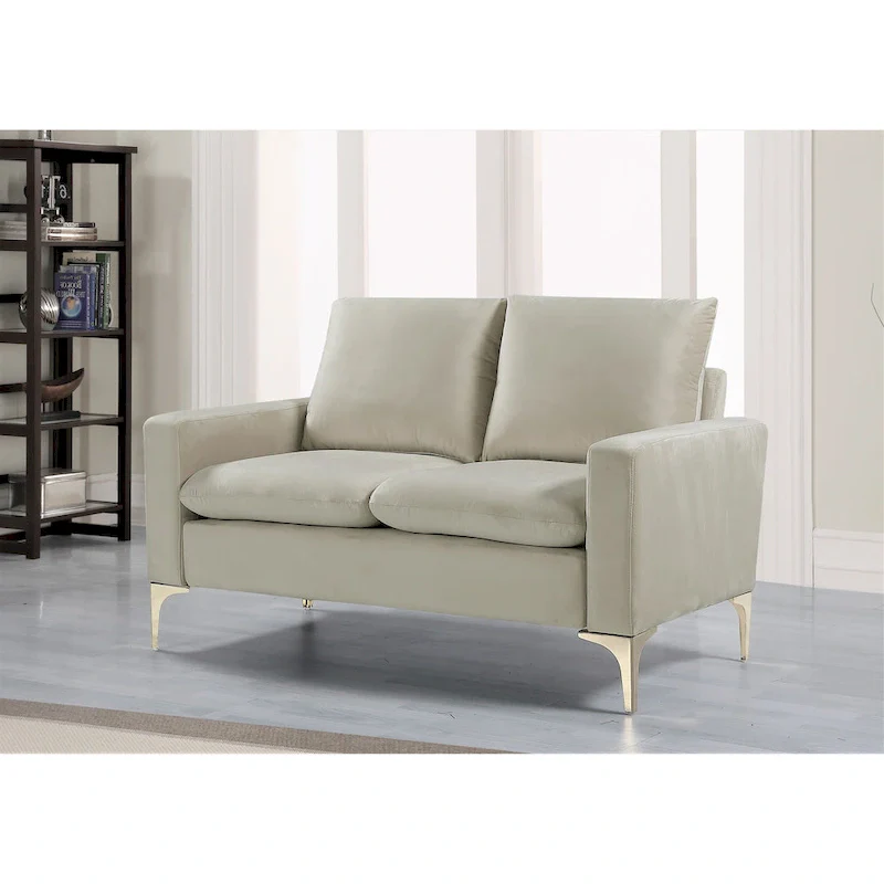 Velvet Loveseat with Gold-Tone Legs