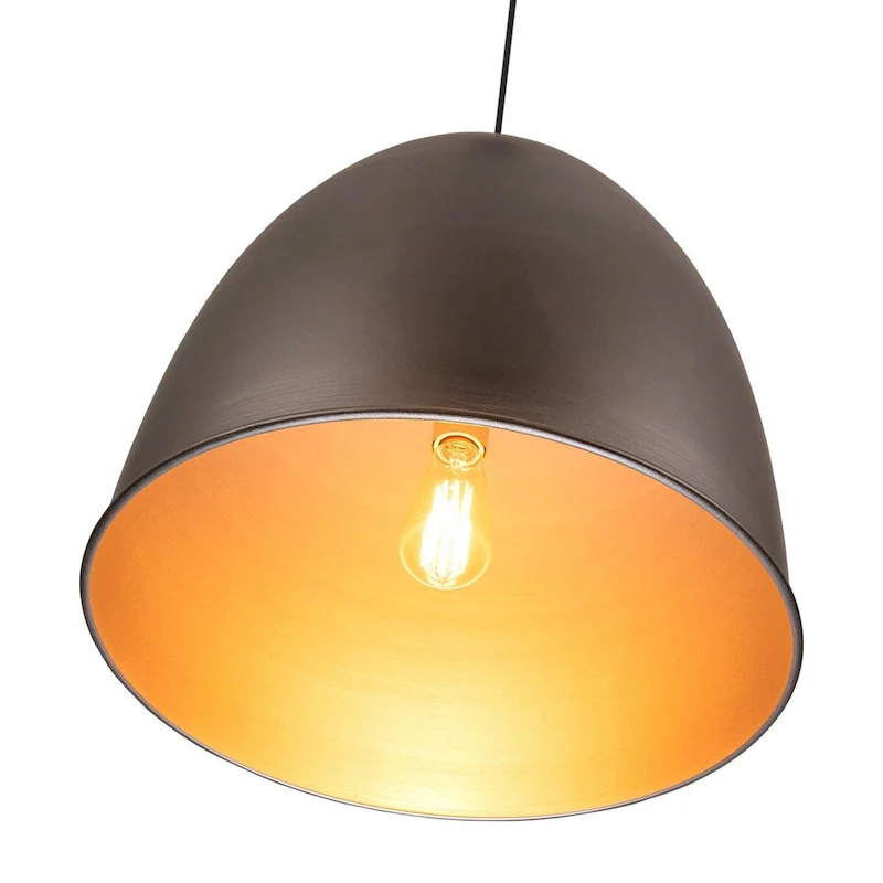 1-light Antique Silver Metal Industrial Farmhouse Dome Pendant Light - 17.7 in.