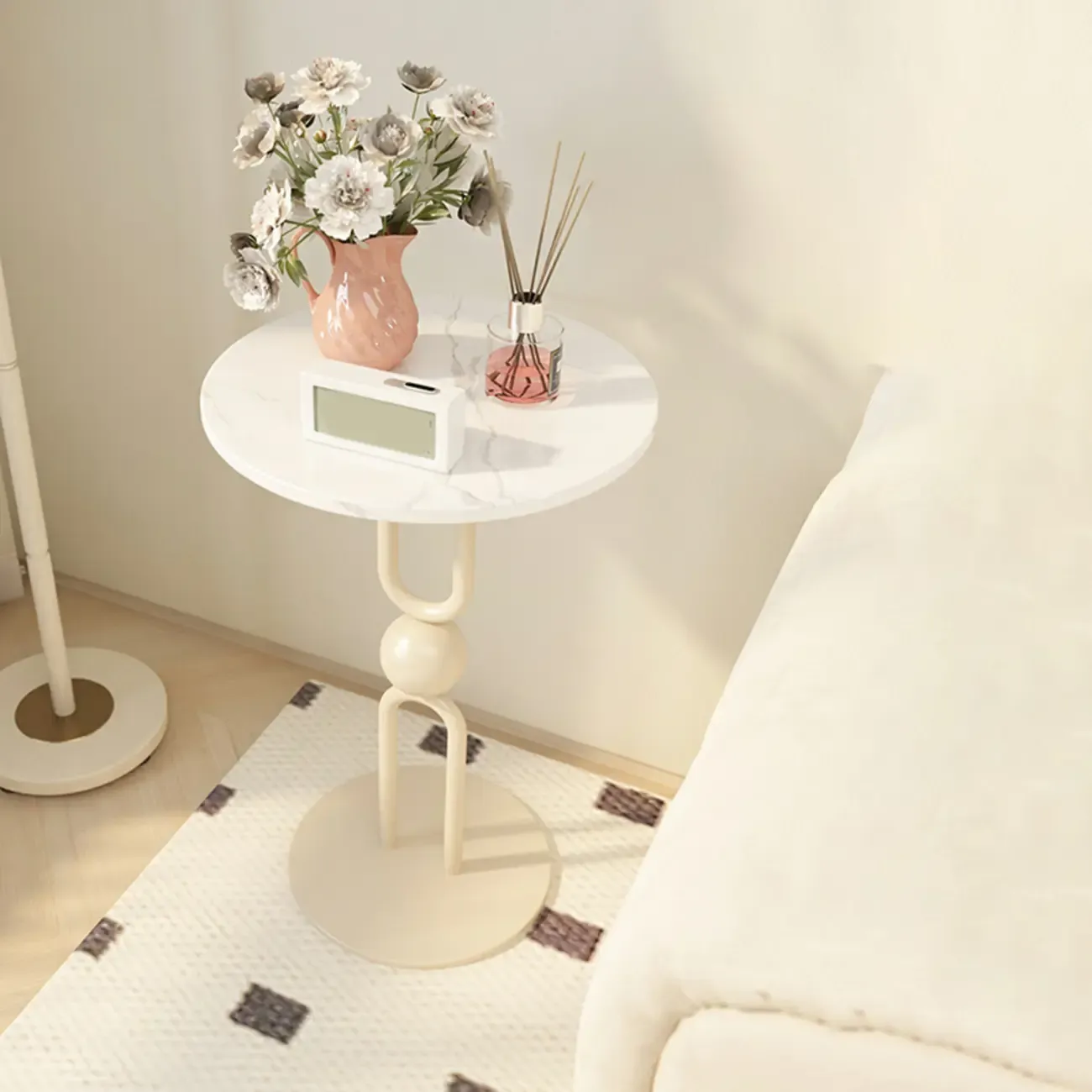 Living Room Glossy Black Metal Round Side Table