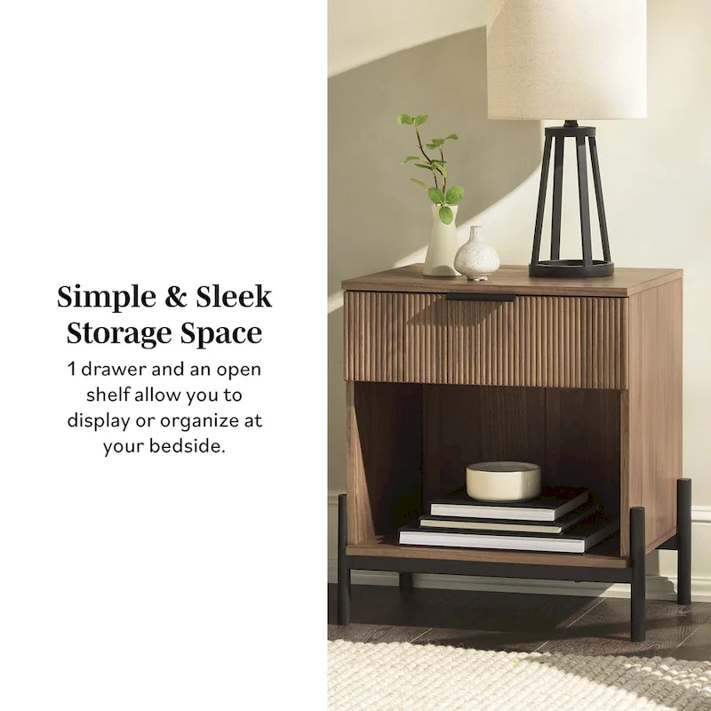 Modern Fluted-Drawer Nightstand (Set of 2)