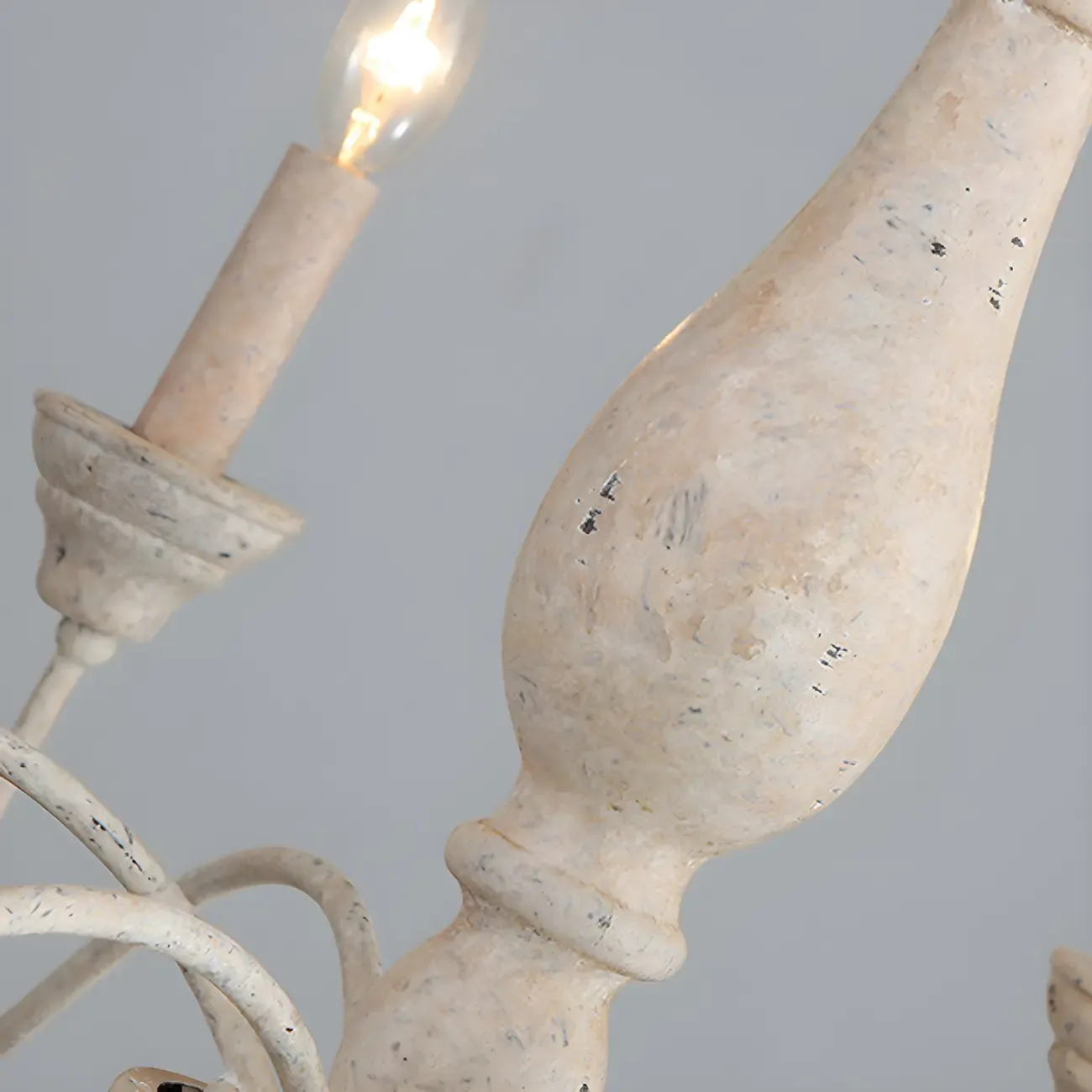 6-Light Classic Wooden Candelabra Chandelier with Chain Mount