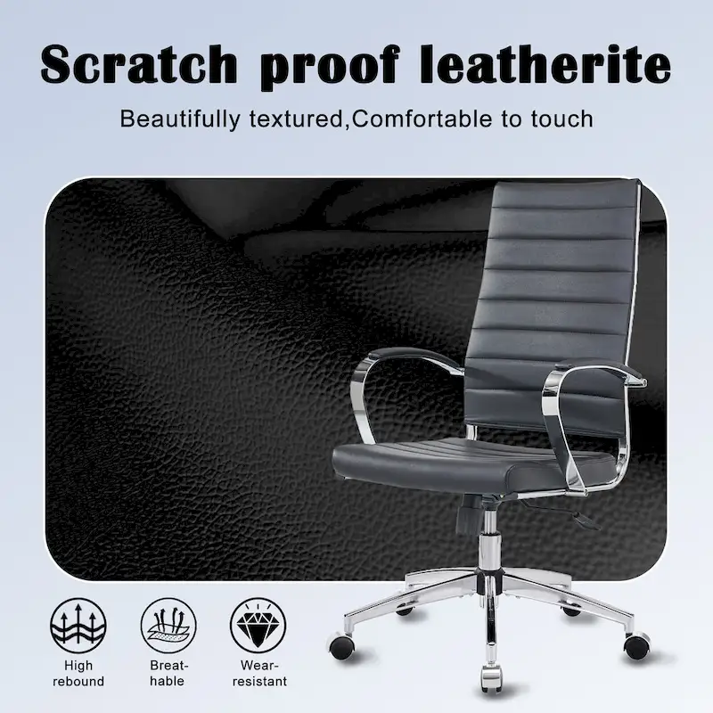 CAROCC Ribbed Computer Office Chair Adjustable Swivel High Back Desk Chair