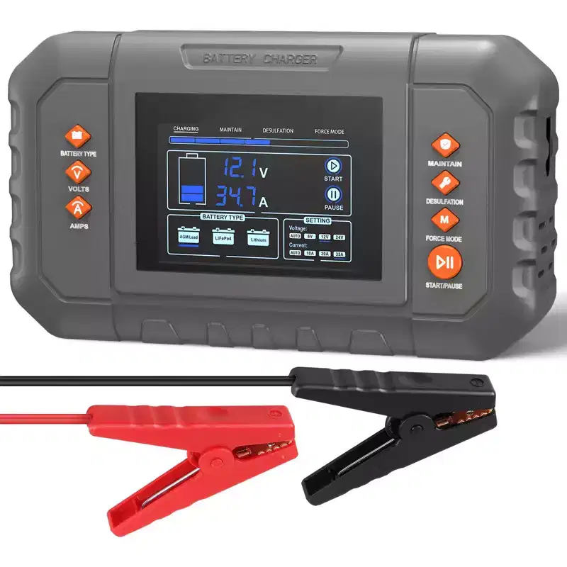 Smart Battery Charger 35A with LCD Display for LiFePO4 AGM GEL Lead-Acid 6V 12V 24V