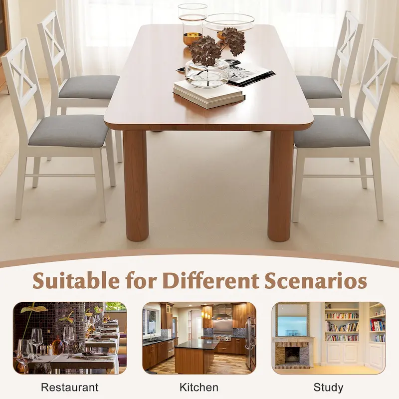 Dining Chairs Set of 4 Upholstered Kitchen Side Chairs w/ Rubber