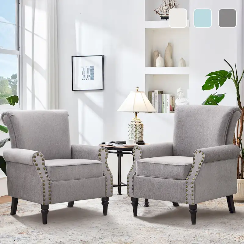 Classic Upholstered Accent Chair Set of 2