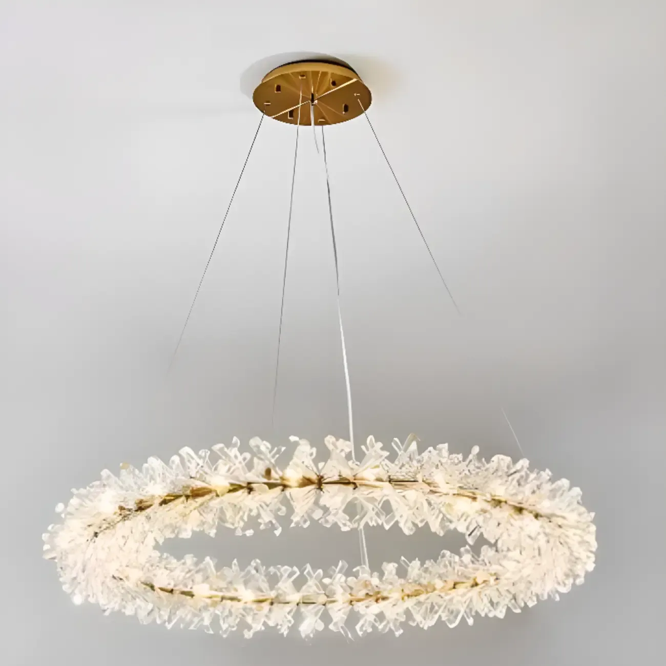 Gold Circular Crystal Chandelier Modern Design Light