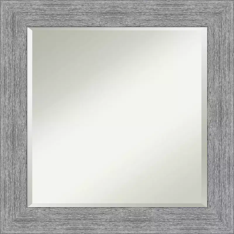 25" x 25" Bark Rustic Framed Wall Mirror Gray - Amanti Art: Square Beveled, Entryway Decor, No Assembly Required