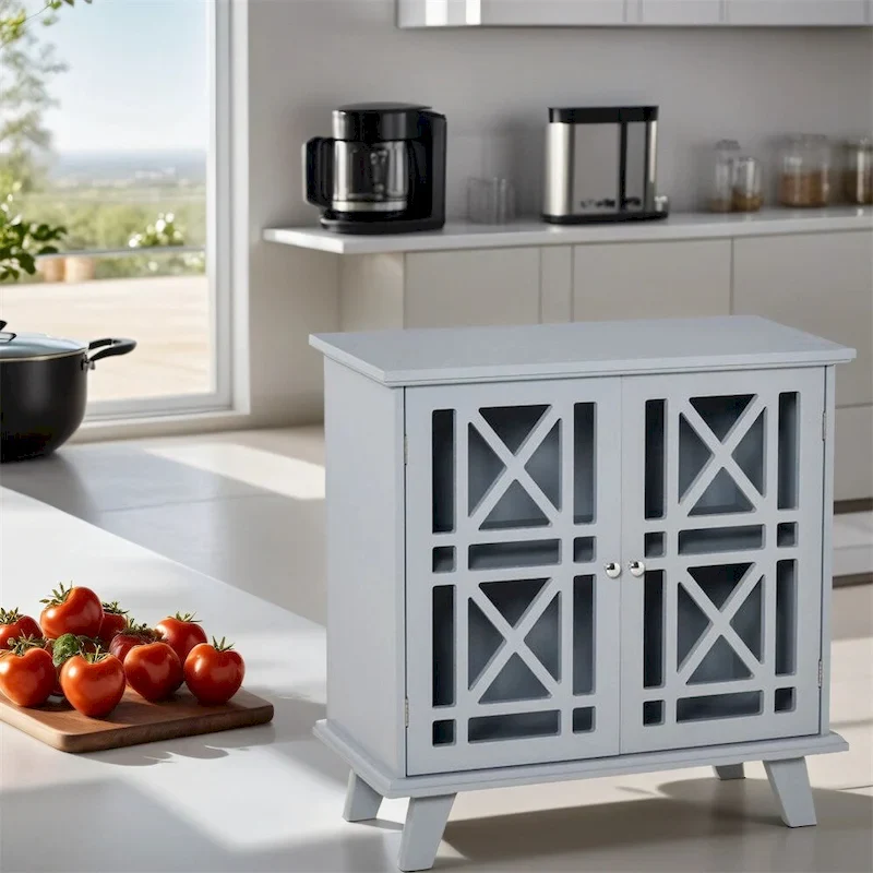 Grey Storage Cabinet with Ventilated Doors, 1-Door, Single