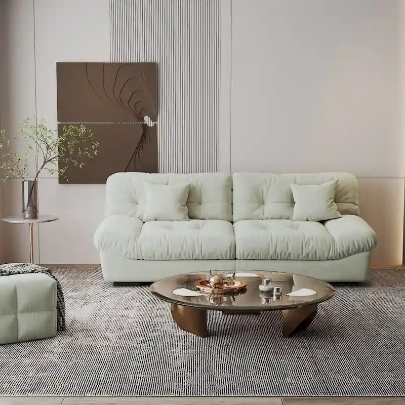 Modern Sanded Velvet Cloud Loveseat Sofa Sectional Couch for Living Room