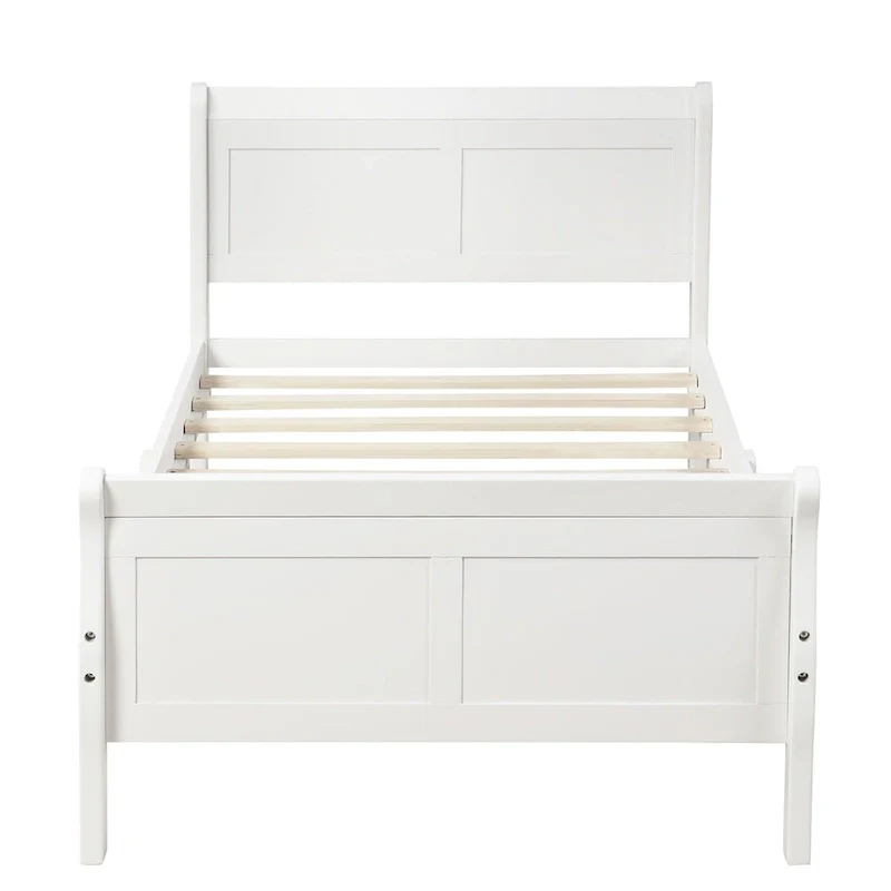 Wood Twin Sleigh Bed with Headboard and Footboard