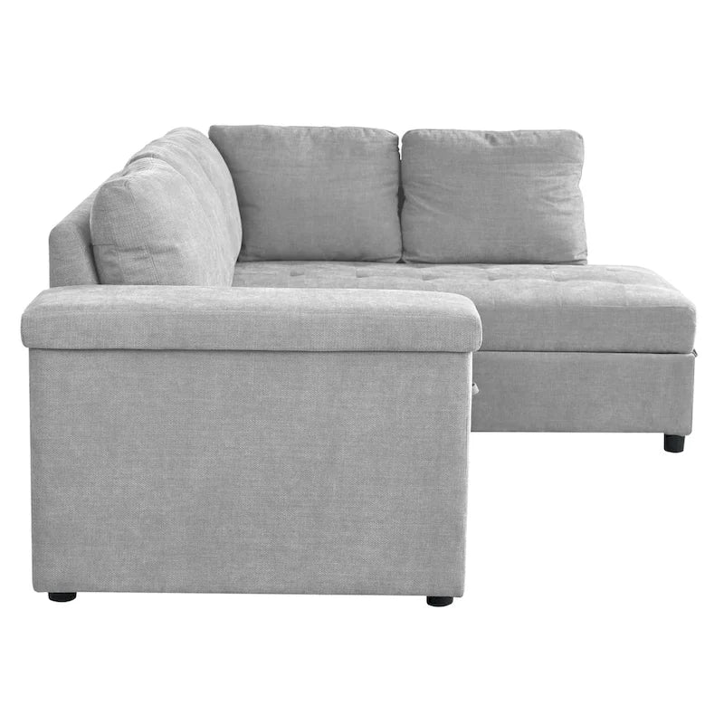 3-Seater Convertible Polyester Sofa Bed with Storage