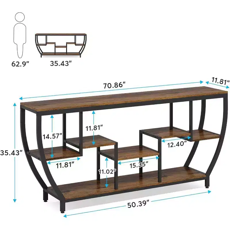 LITTLE TREE 70.9" Long Sofa Table Brown
