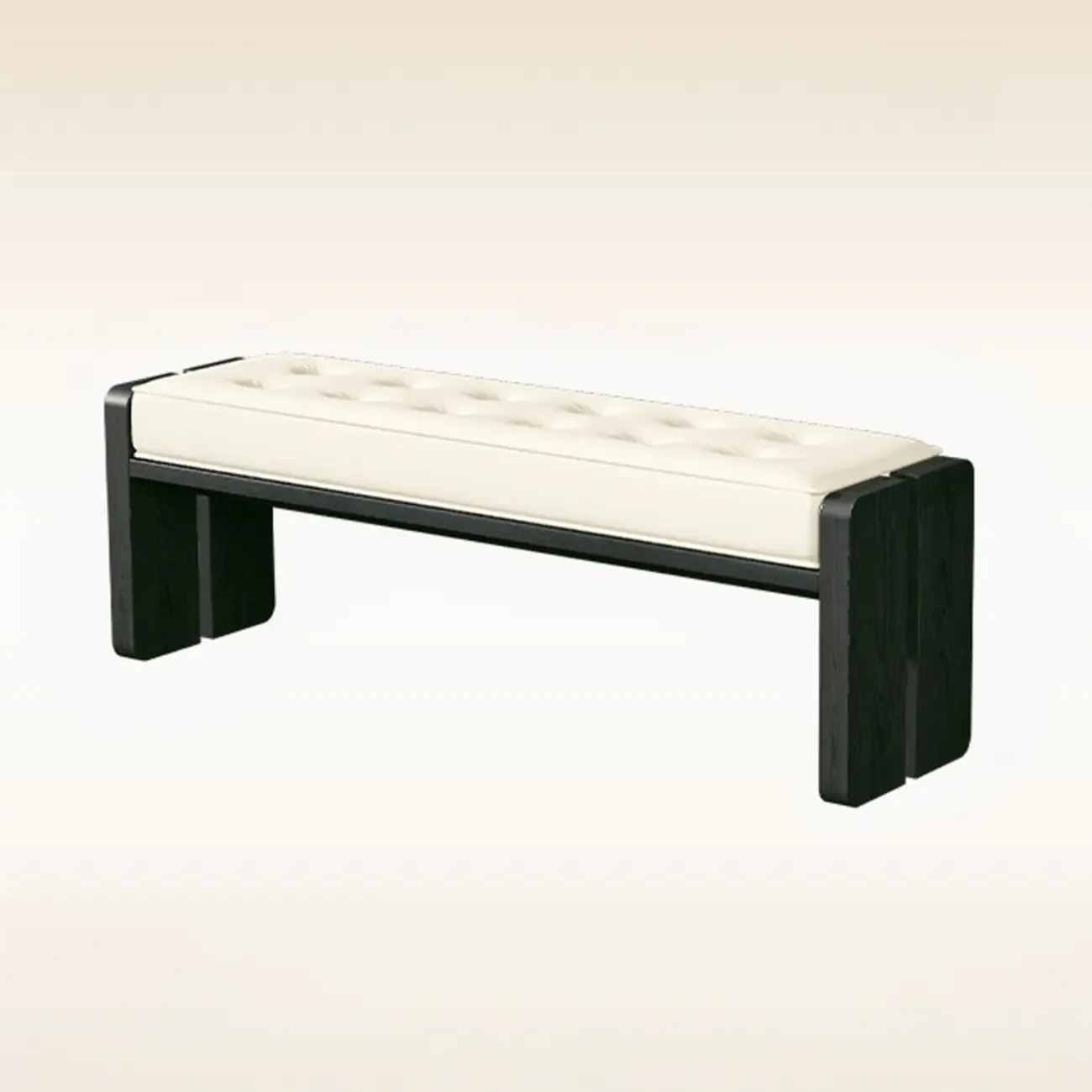 White Faux Leather Wood Upholstered Bedroom Bench