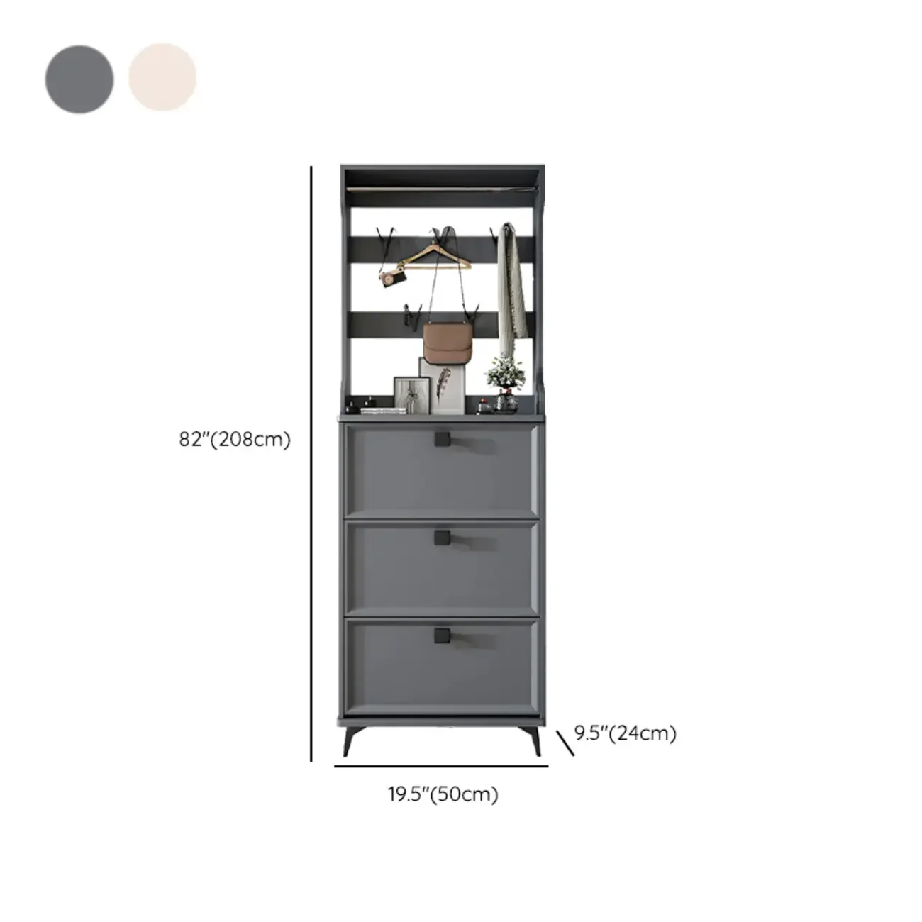 Drop-Front Adjustable Modern White Wood Narrow Shoe Cabinet