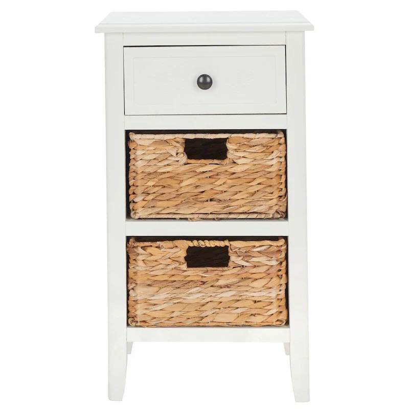 SAFAVIEH Helma Distressed Black Drawer Storage Side Table - 15 x 11.8 x 27.6 - 15Wx12Dx26H