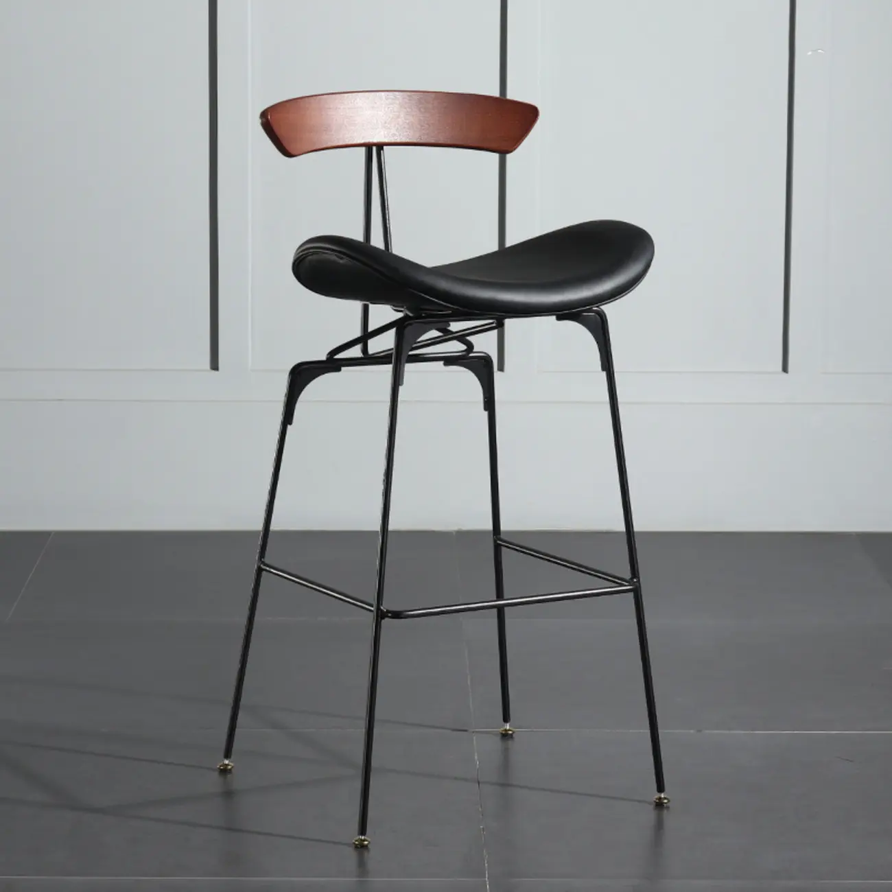 Modern Saddle Genuine Leather Low Back Bar Stool