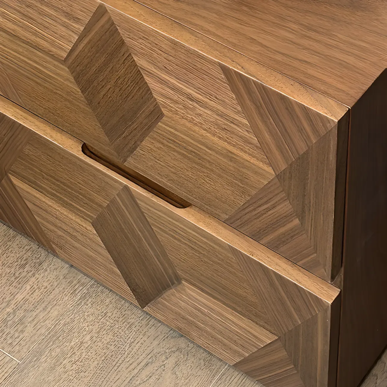 Elegant Nut Brown Narrow 2-drawer Wood Nightstand