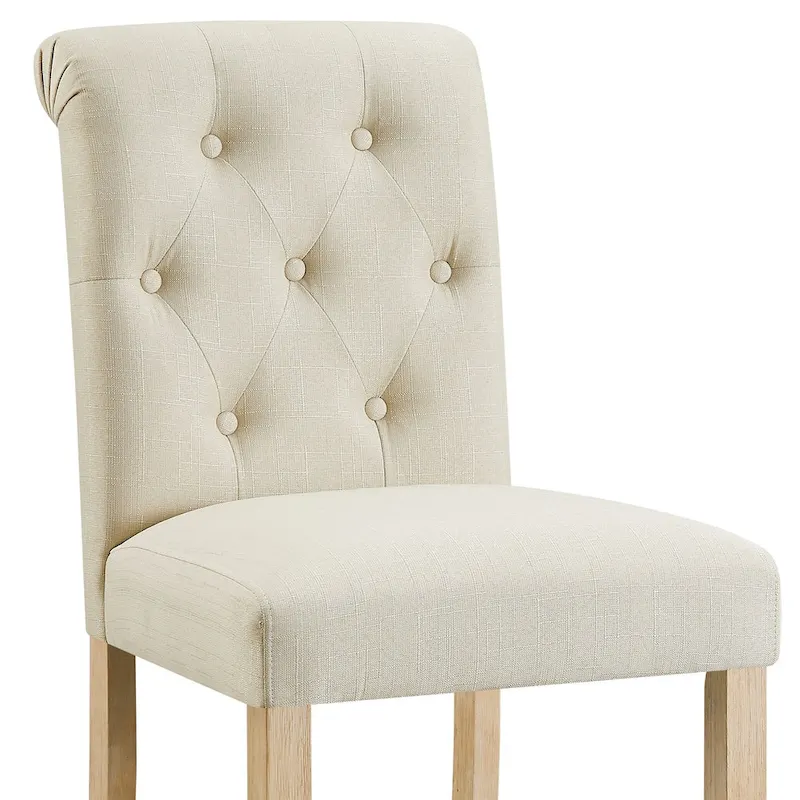 Roundhill Furniture Siena Counter Height Button Tufted Back Solid Wood Stools, Set of 2