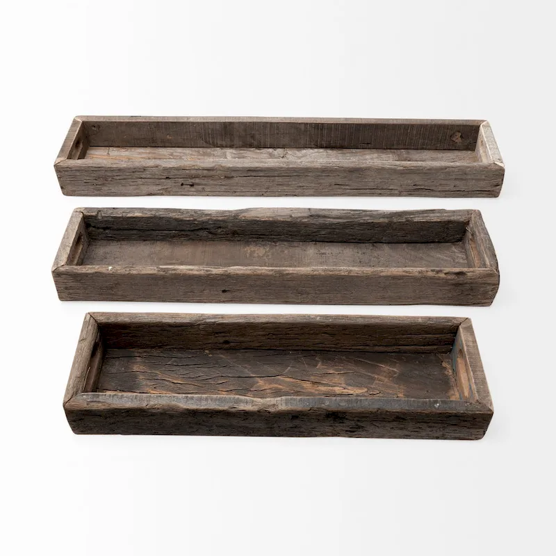 Vernon Brown Reclaimed Wood Rectangular Tray (Small)